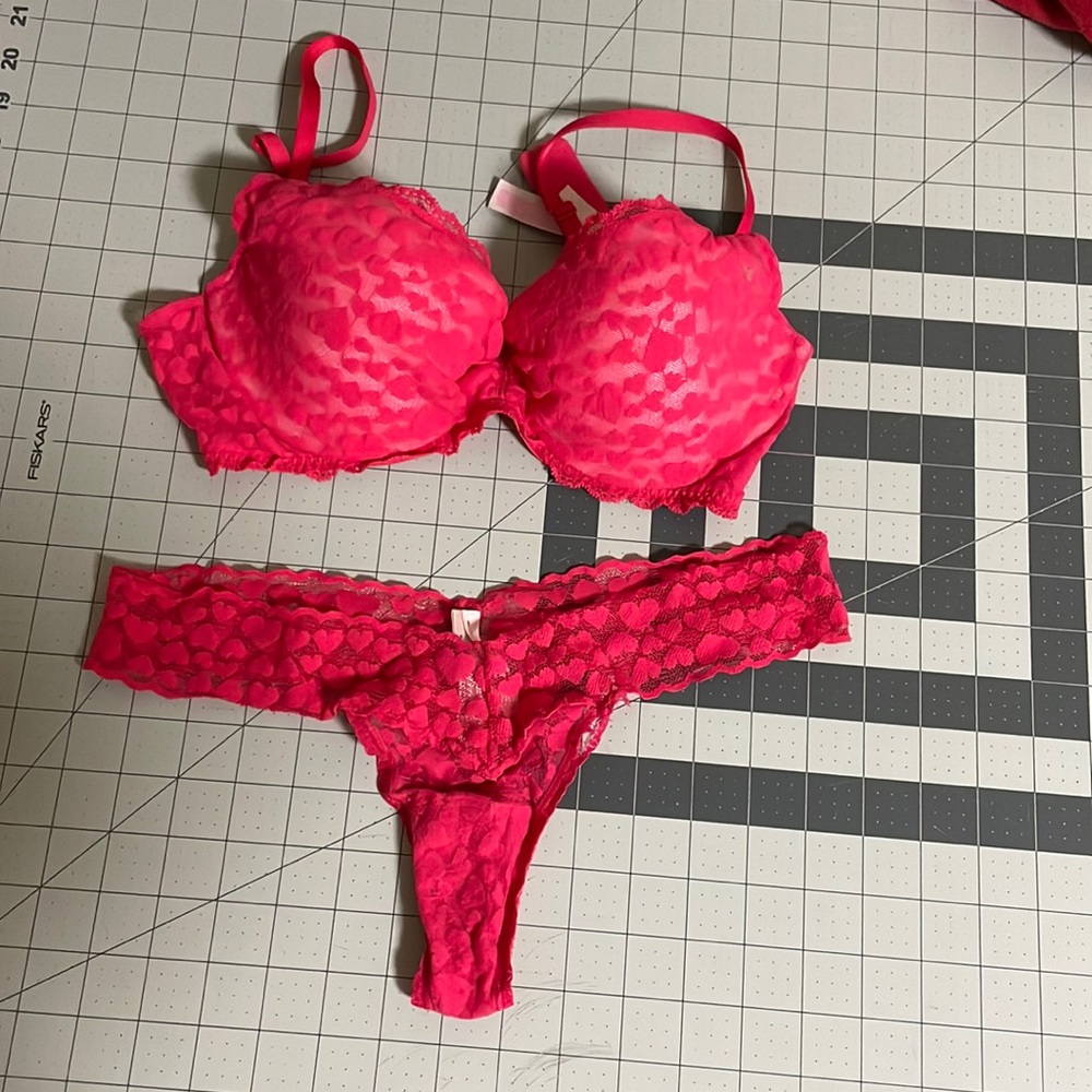 Victoria’s Secret bra and panty set 36B pink lace